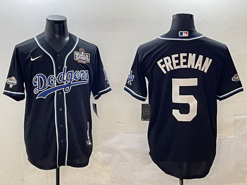 Men Los Angeles Dodgers #5 Freeman Black Fashion Game 2025 Nike MLB Jersey style 3061